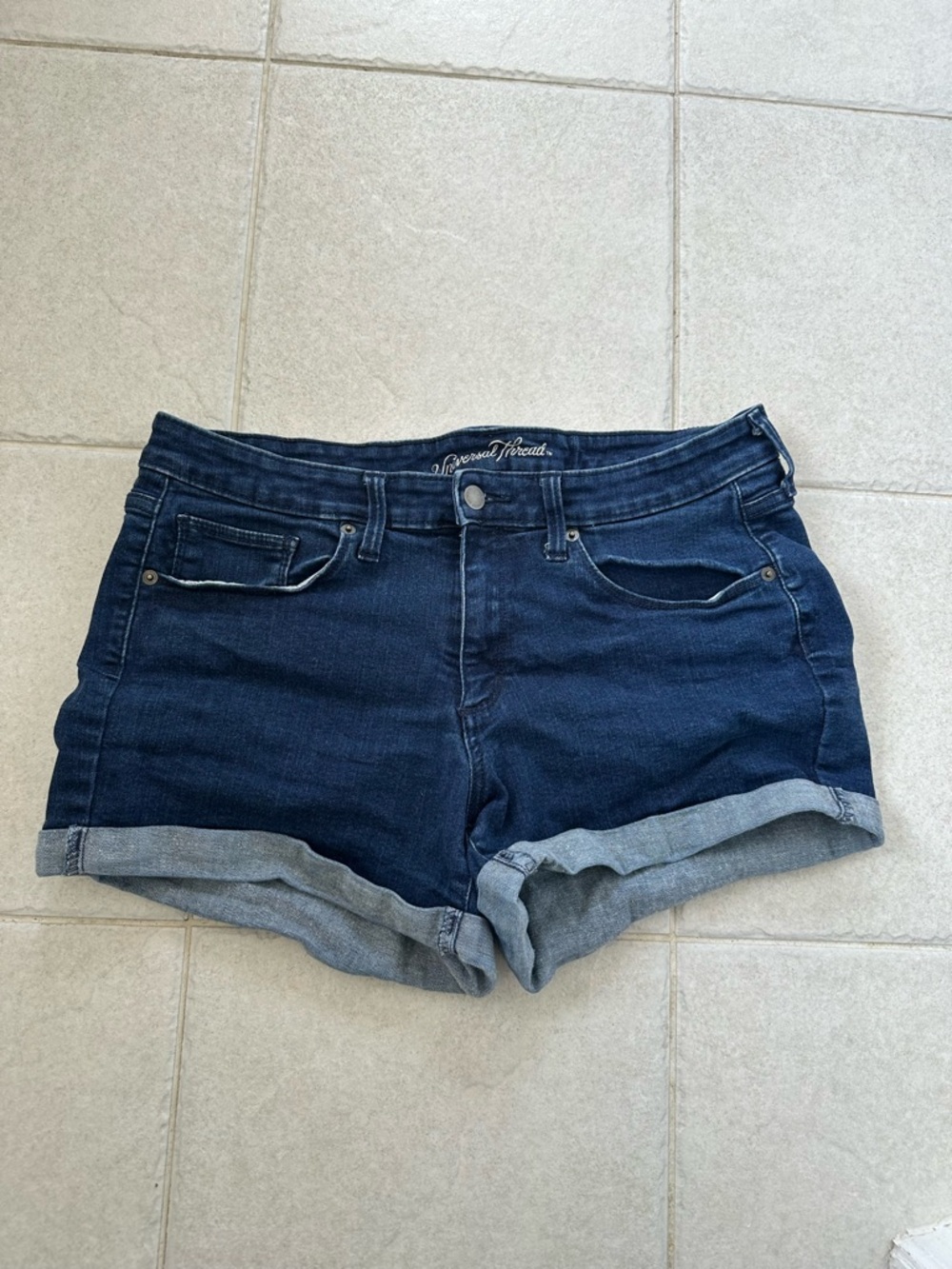 Dark Wash Denim Roll-Cuff Women's Shorts